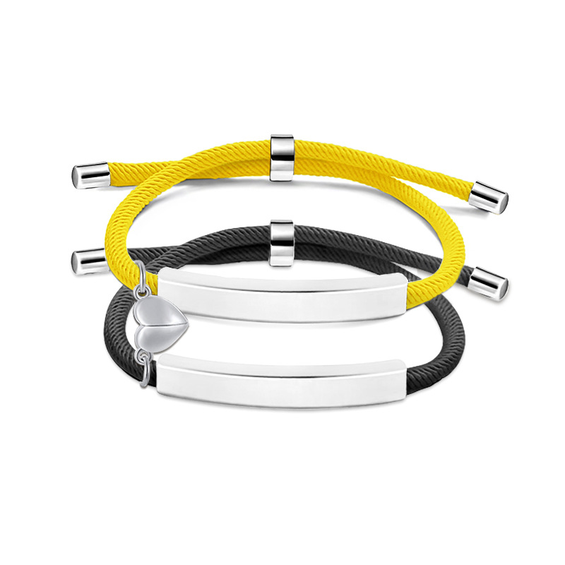 22g Weight Bracelets Classification rope Chain Material Woven Chain Chain Type 1 Pair Quantity Daily Occasion 201 Stainless Steel, rope Material Geometric, Customization Laser Engraving, Heart Shape Pattern Unisex Gender Plating Design Simple Style Style Simple Style Geometric Customization Laser Engraving Heart Shape 201 Stainless Steel Rope Woven Chain String Bracelets Wholesale 1