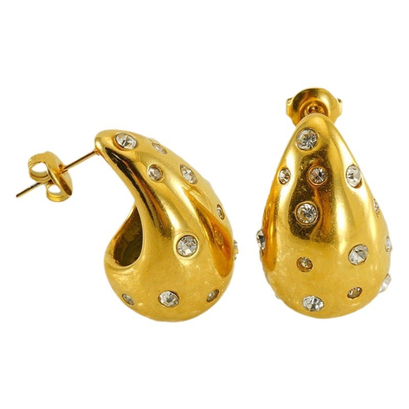 Diseño avanzado europeo y americano sentido 18K oro rechoncho gota de agua pendientes de acero de titanio INS moda todo partido pendientes geométricos al por mayor