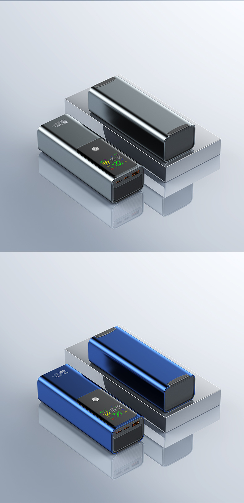 100w schnelles Aufladen, tragbarer Tablet-Mobilgeräte-Stromversorgung großkapazitive Powerbank-Set mit IPS-Bildschirm unterstützt hochauflösendes digitales Display