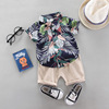 Children's shirt, beach set for boys, 0-5 years, with short sleeve, suitable for import, wholesale