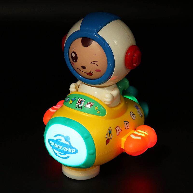 Disparar el mismo tipo de nave espacial eléctrica divertida, música, iluminación, modelo de simulación de avión de pasajeros, juguetes para niños.