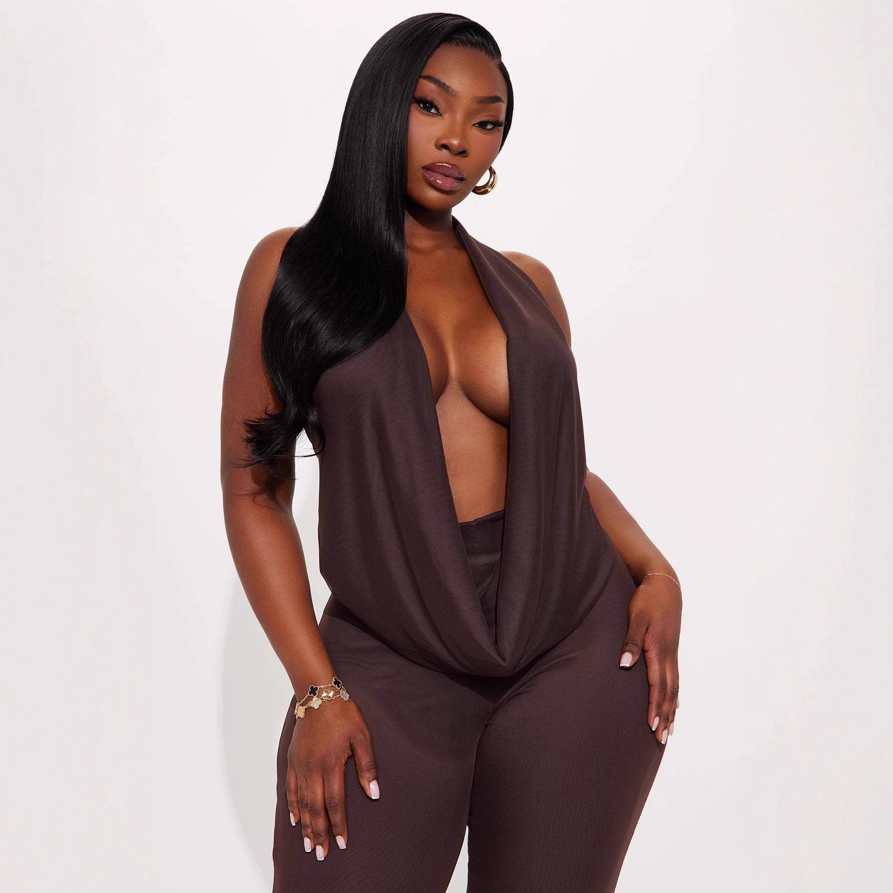 Cross-Border European and American New Women's Clothing Sexy Pure Desire Halter Neck Swing Collar Large Backless Rope Solid Color Slim Pants Suit