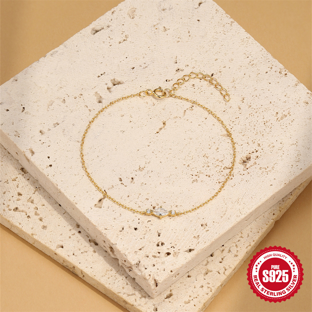 Nuevo s925 plata de ley simple y elegante circón costura diamante nicho de alta gama personalidad versátil pulsera apilada