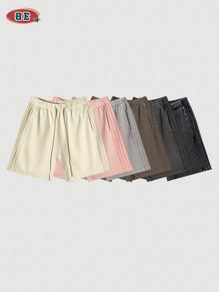 BE Men's Wear 2025 marca de moda pantalones cortos retro casuales pesados lavados de verano pantalones gruesos sueltos para adolescentes hombres