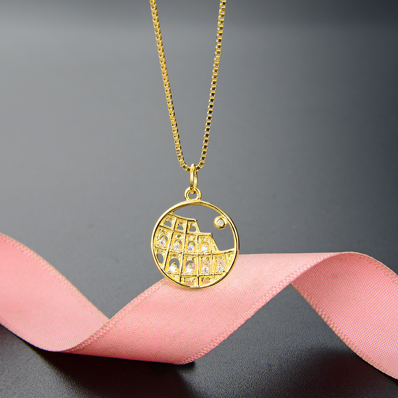 Joyería de moda de las mujeres Cadena de clavícula Corea del Sur s925 plata circón colgante elegante redondo completo diamante accesorios colgante