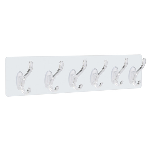 Transparent hooks, no punching, wall-mounted, powerful 6-row coat and hat sticky hooks behind the door, kitchen bathroom coat and hat large hooks