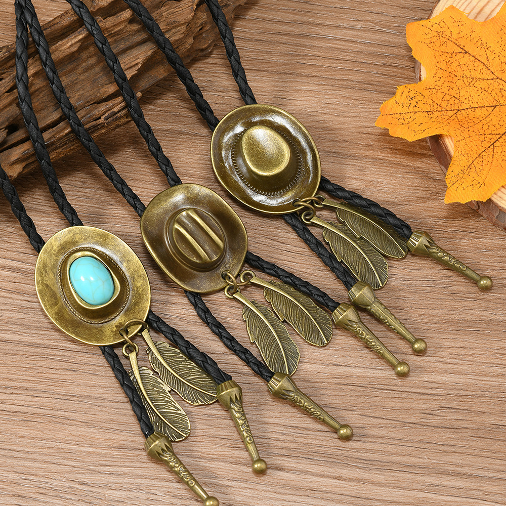 men's retro denim polyurethane long necklace