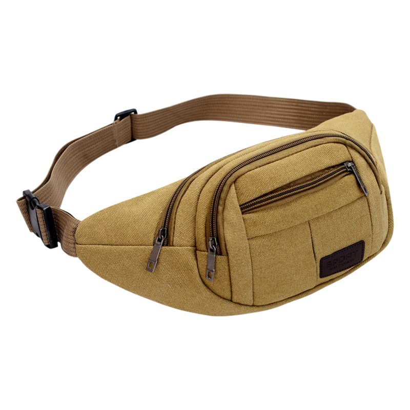 Casual Outdoor Sports Canvas Waist Bag, Multi-Functional Storage Shoulder Chest Bag, Outdoor Fitness Anti-Theft Retro Collection Bag