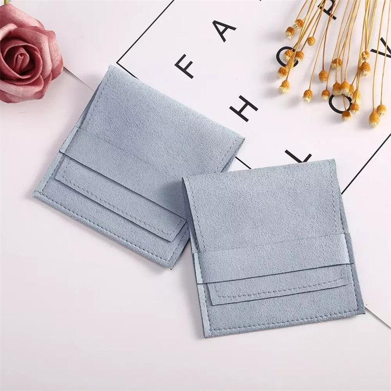 耳环戒指收纳礼品翻盖袋 环保绒布皮革真超纤珠宝袋可压印logo