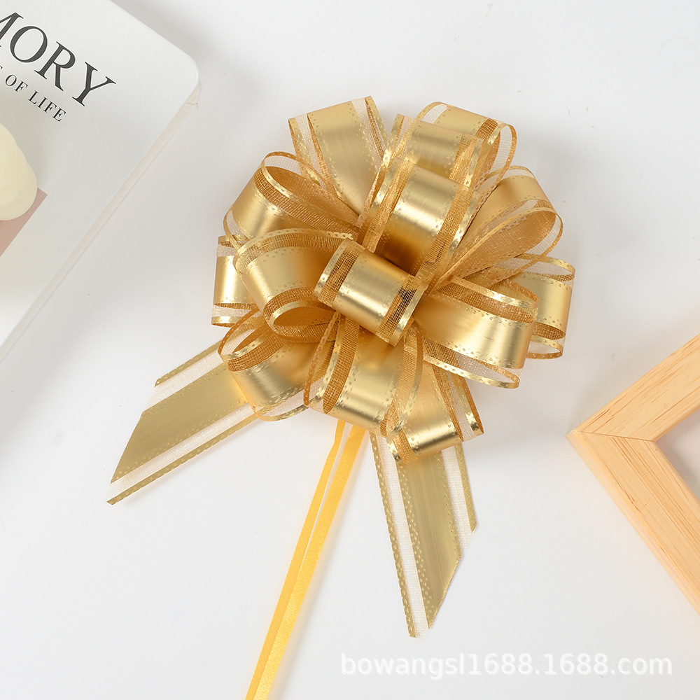 Comercio exterior transfronterizo mediano 30 bola de gasa de nieve mate flor regalo de Navidad embalaje de flores cinta de color metálico