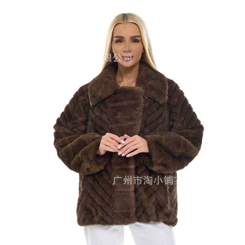 Autumn and Winter Thickened Mink Fur Integrated Cute Fur Coat, Stylish Eco-Friendly Fur, High-End Lapel Jacket for Women Autumn and Winter Thickened Mink Fur Integrated Cute Fur Coat, Stylish Eco-Friendly Fur, High-End Lapel Jacket for Women