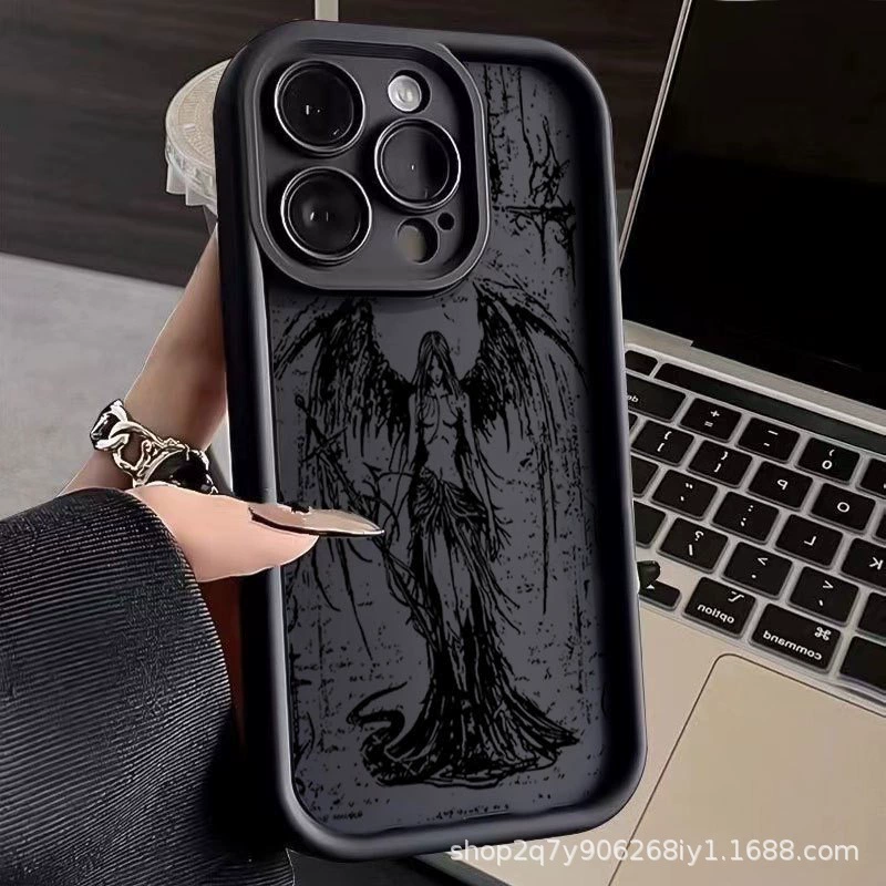 Защитный чехол (Apple) для iPhone 11 и iPhone 16 Pro Max, противоударный, принт «готический ангел»