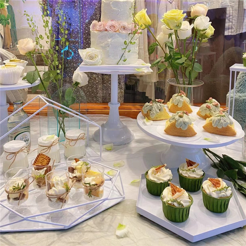 Soporte de postre soporte de exhibición soporte de la torta bandeja de la torta de hierro té break decoración mesa de la boda Europea tarde té merienda stand