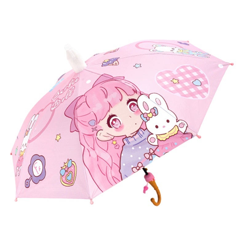 Safety children's umbrella girls Boys Primary School students school baby straight rod curved long handle umbrella sunny umbrella dual-use toddler