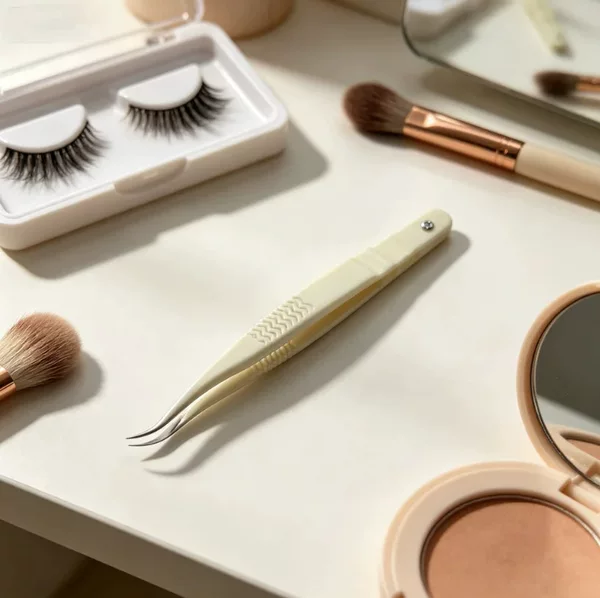 Ukrainian Princess Tweezers for Eyelash Artists, High-Precision Tweezers for Multiple Volume Lash Extensions, Cream White Tweezers for Styling