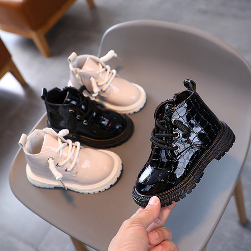 Children's boots  autumn new style boys' Martin boots British retro girls' short boots for small children baby single boots 