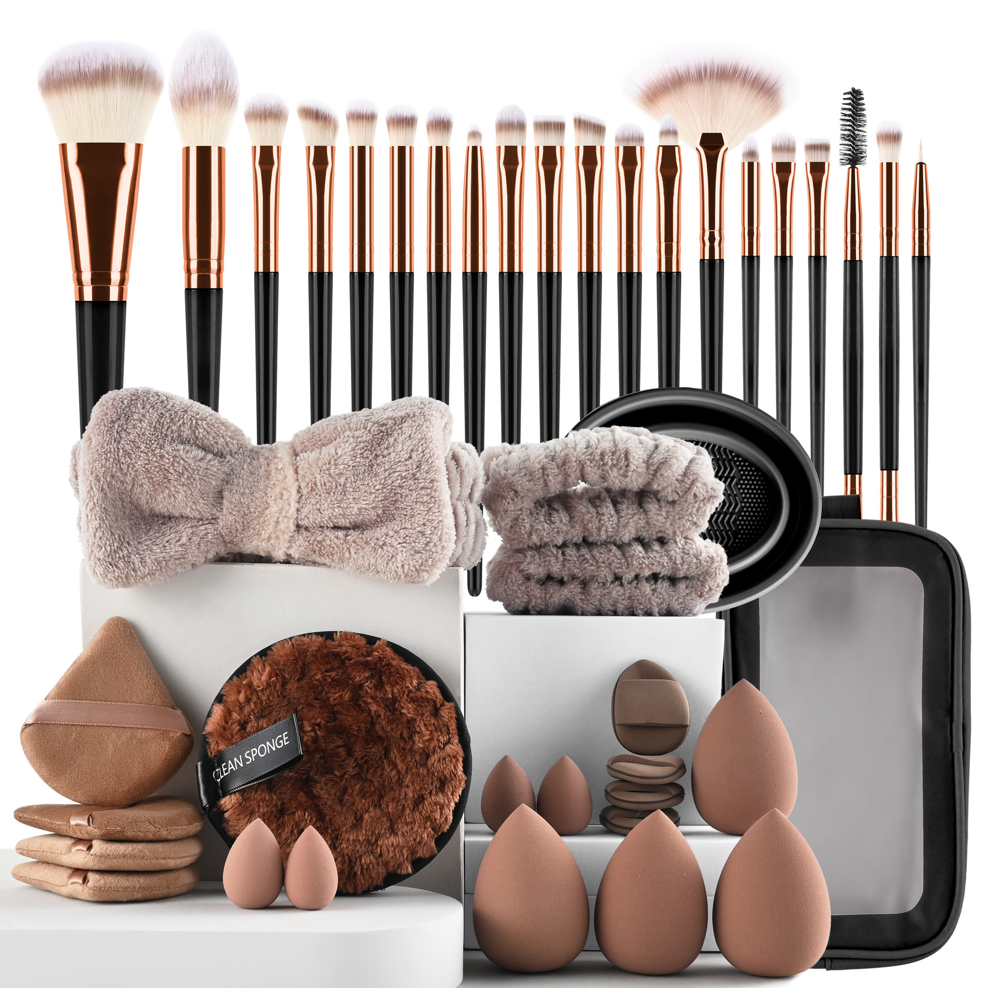 Conjunto de polvo personalizado 40pc cepillo grande combinación de lavado de cara maquillaje polvo transfronterizo conjunto completo de 46 herramientas de maquillaje de cepillo