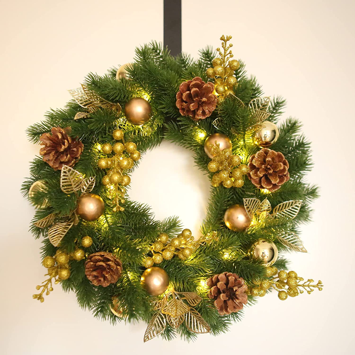 Christmas decoration wreath large 40cm red fruit PE vine wreath hotel mall window wreath arrangement scene