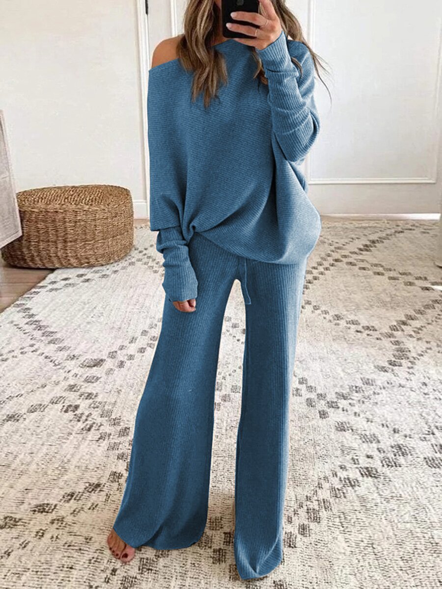 Women's Casual Solid Color Cotton Blend Polyester Patchwork Leisure Suit display picture 1