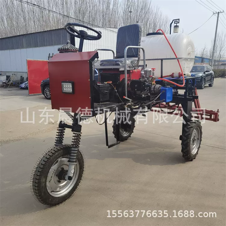 大棚果树自走式打药机 柴油喷雾三轮折叠杆打药车