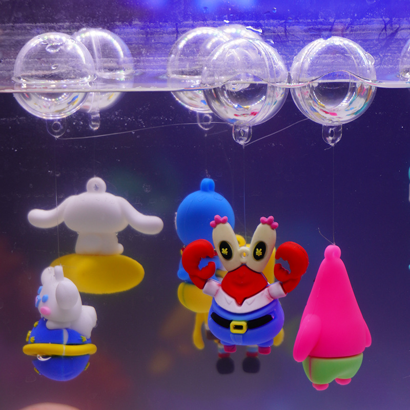 Silicona Bob Esponja Dibujos animados colgante flotante pecera buzo azul gordo pato rojo astronauta decoración de paisaje