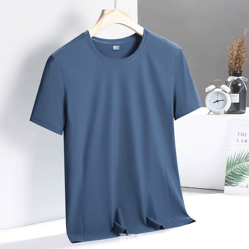 Summer thin quick dry silk breathable short elastic short sleeve T-shirt, loose fit