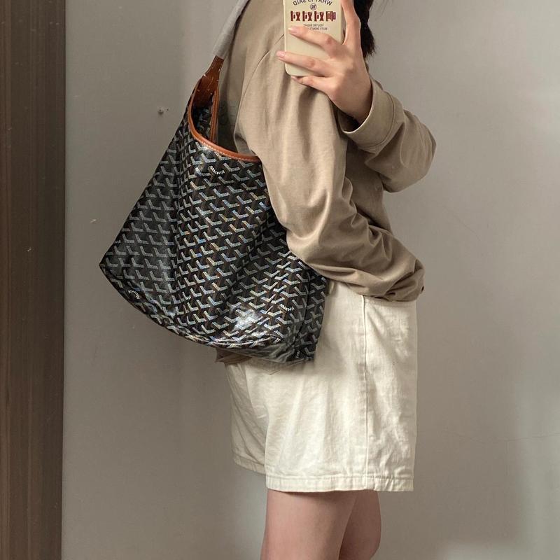 Goya Dog Tooth Hobo Underarm Classic Zipper Single Shoulder Tote Large Capacity Printed Versatile Shopping Bag