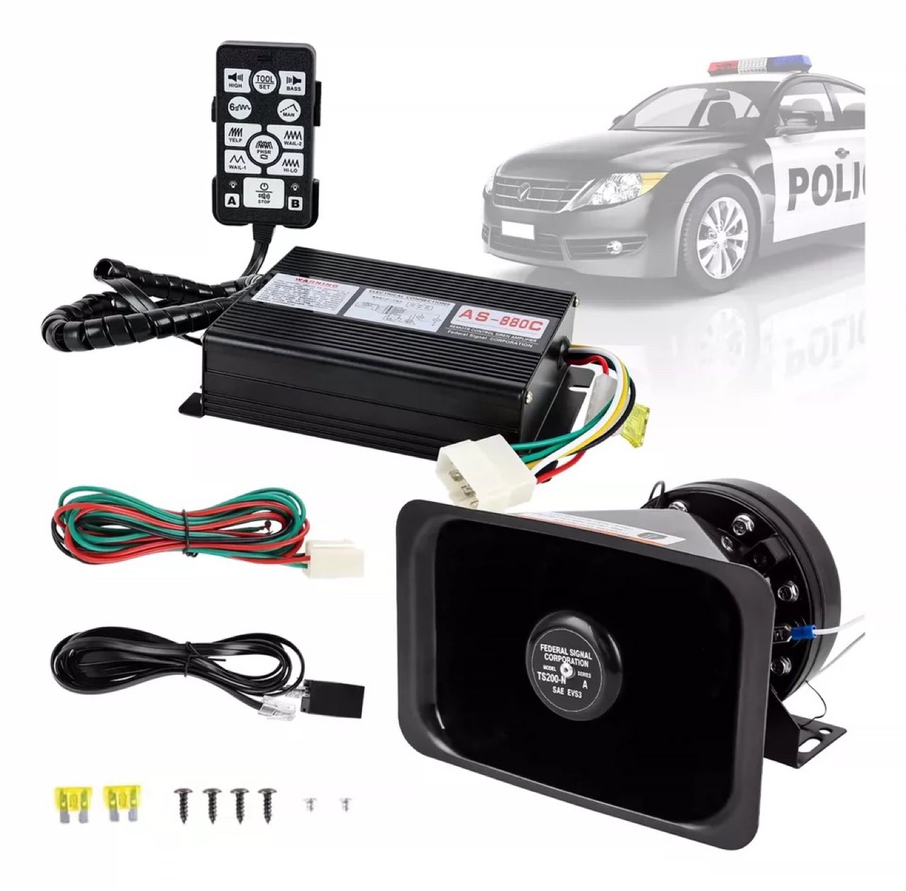 Car siren wired host megaphone 200W tweeter car siren 12V24V cross-border foreign trade