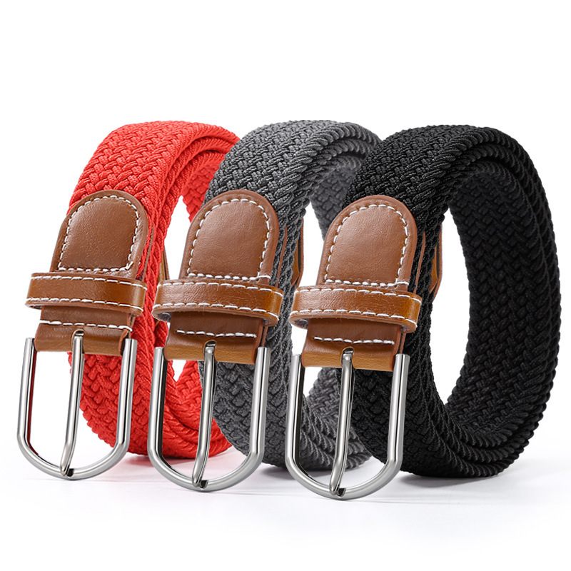 Student Youth Casual Pants with Korean Canvas Men's and Women's Braided Belt No Perforated Elastic Belt