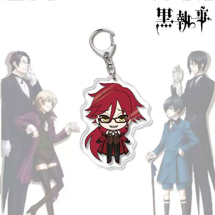 Акриловый брелок-аниме (Black Butler) Себастьян двусторонний 6 см чиби подвеска