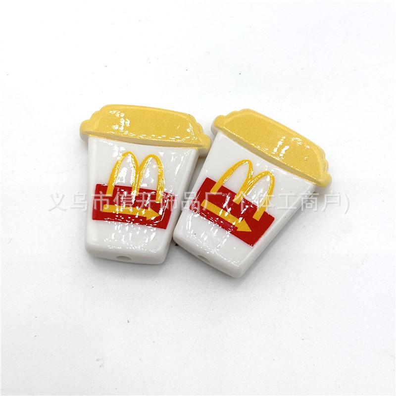 スルーホールマクドナルドプリントスクエアラウンドケーキオーバルビーズペンアクセサリー携帯電話チェーンバッグぶら下げ diy 手作りジュエリー|undefined