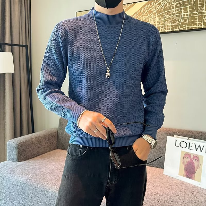 Demi-season solid color base Japanese trend knitted sweater for…