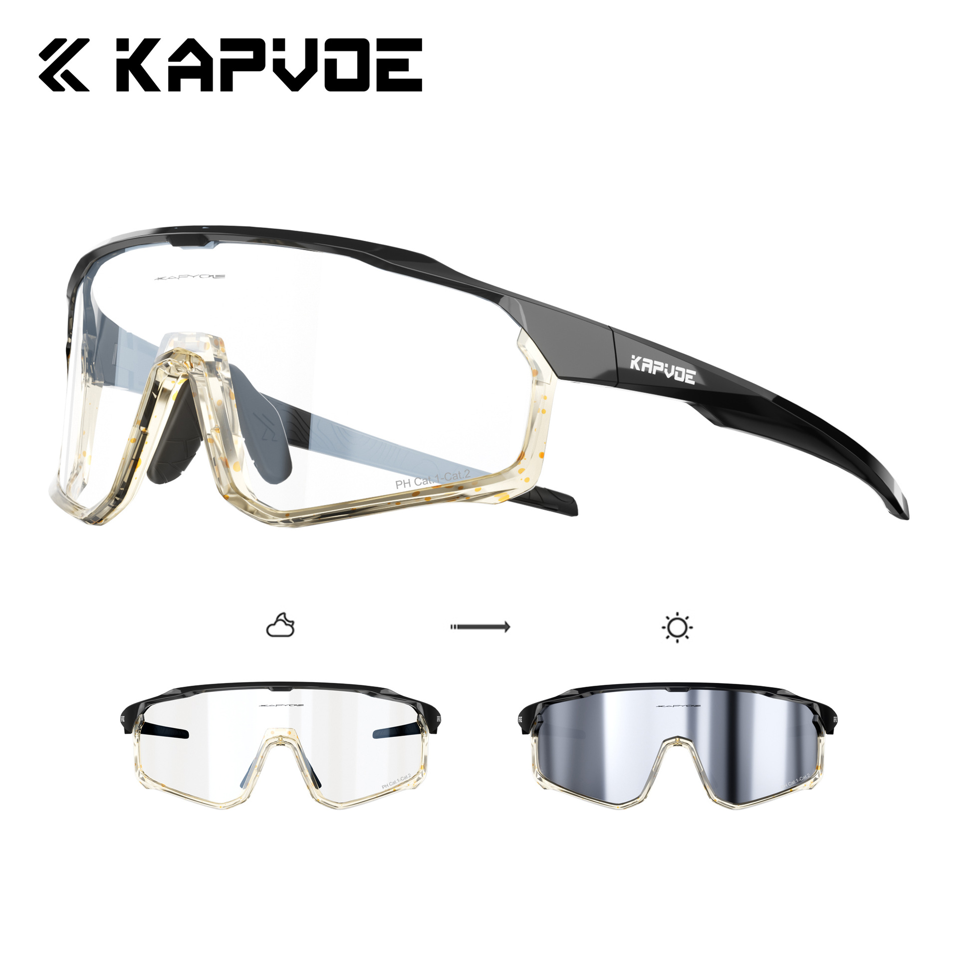 Gafas Fotocromáticas de Ciclismo con Marco Desmontable de TR90, Fotocromático y Anti-Arena, para Deportes al Aire Libre