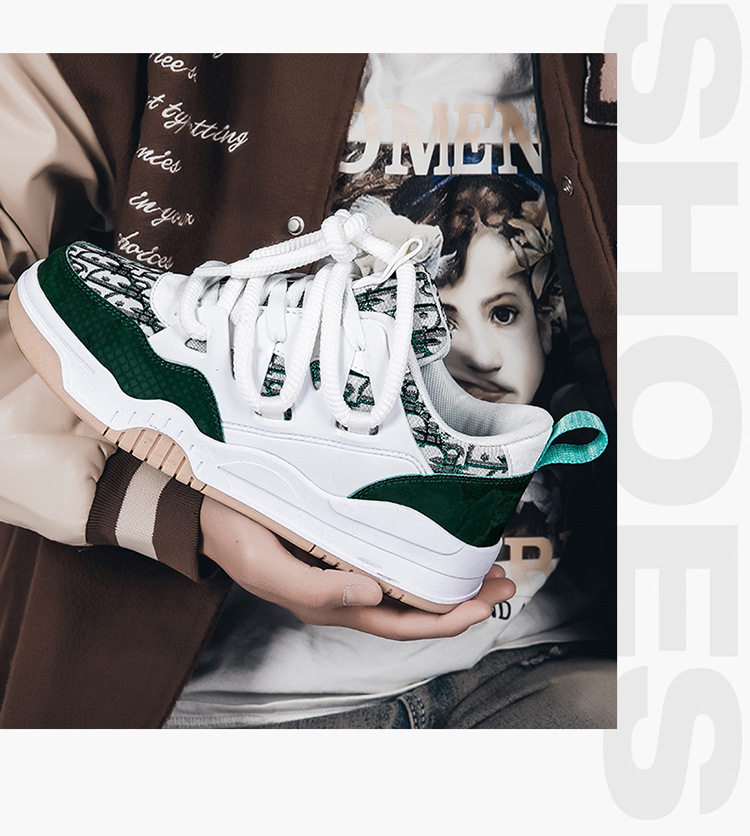 Giày sneaker unisex cổ thấp đế dày phối màu, thân lưới thoáng khí, form rộng dễ mang — Trắng, đen chi tiết 14