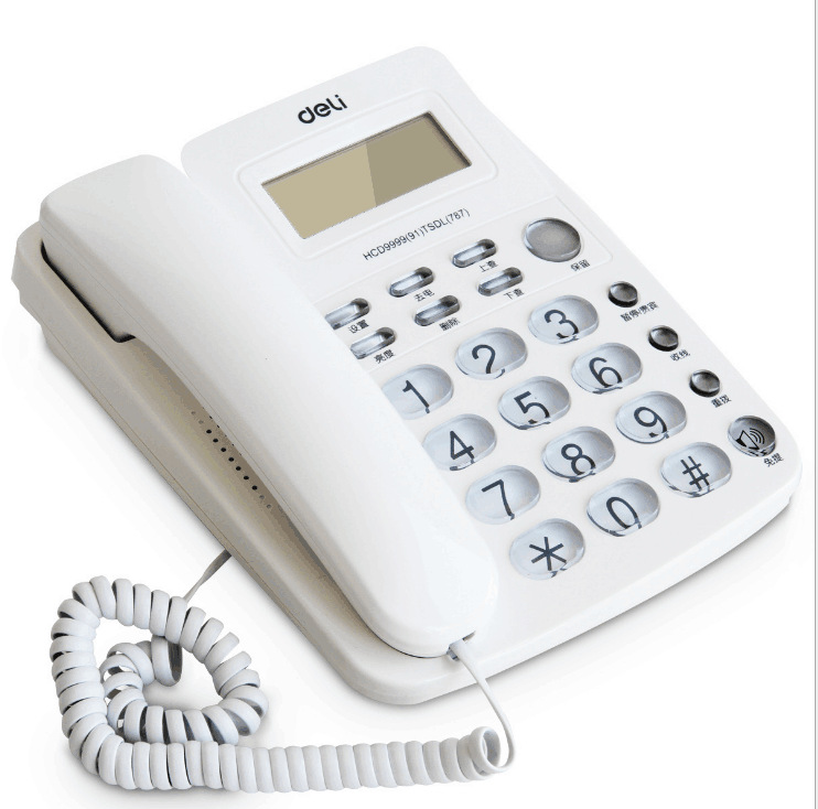 得力787电话机座机家用固定办公客服前台来电显示有线电话机