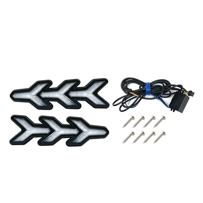 Suitable for universal car daytime running lights, fishbone style Lamborghini LED daytime running lights with flowing turn signals (Gündüz işıqları) - three-colors-regular-white-light-flowing-yellow-light-for-turning-signals-ice-blue-light-left-and-right-one-set