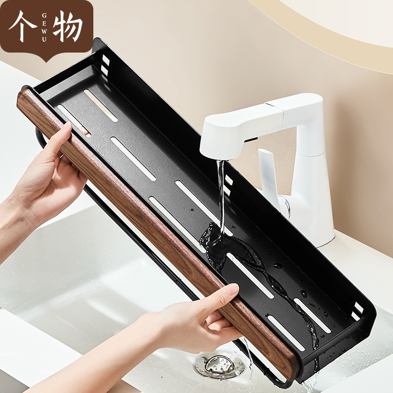 個物胡桃木トイレトイレ洗濯台浴室棚壁掛け式穴なし壁収納棚|undefined