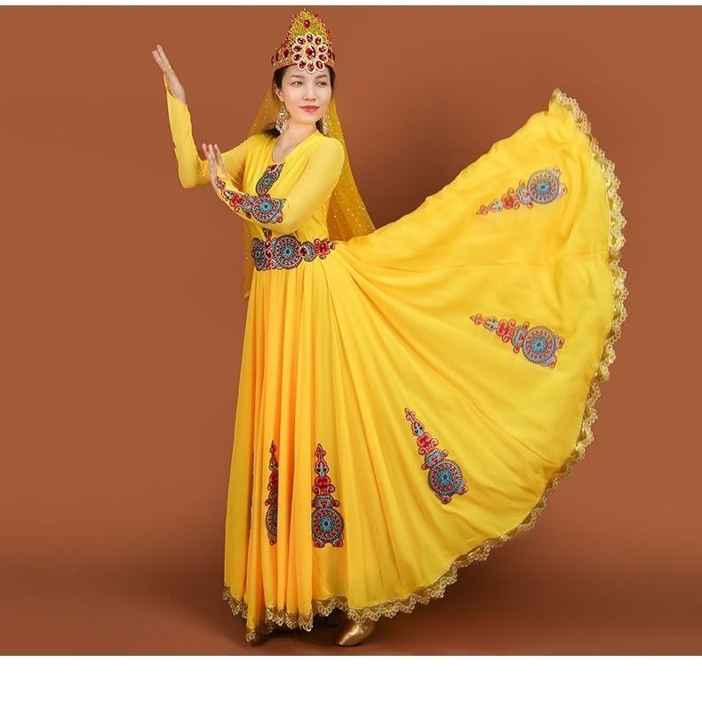 新疆の新しいダンスパフォーマンス服衣装ドレスエスニックウイグルステージ衣装720スイングスカート|undefined