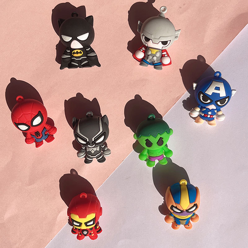 New Q version Marvel Avengers Keychain Doll Spider-Man Iron Man Thanos Batman Hanging Ornaments Wholesale