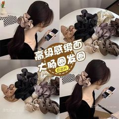 法式设计感木耳边大肠发圈ins感缎面头绳女简约气质新款发绳发饰