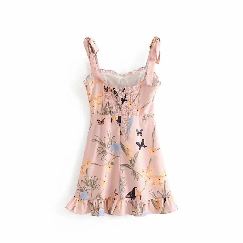  summer new ruffle print suspender dress NSAC27049