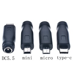 Dc 5.5*2.1メスマイクロusb/miniusb/type-cオスアダプタdc電源アダプタ