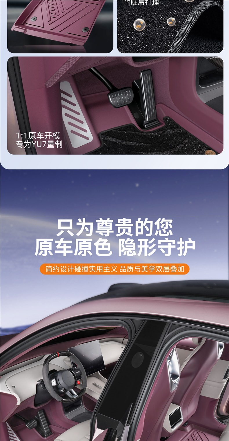 Suitable for Xiaomi YU7 car floor mats, TPE full-coverage starry sky carpet, special floor mats, trunk mat, interior accessories