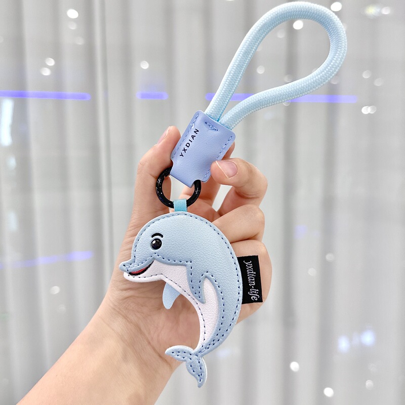オリジナル海洋動物革イルカキーホルダーかわいい漫画ハイエンドクジラガールバッグペンダントギフト|undefined