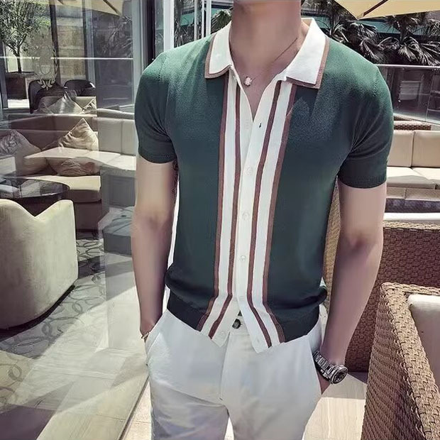 Verano nuevo camiseta de punto de manga corta hombre polo camiseta delgada comercio exterior al por mayor transfronterizo image 7