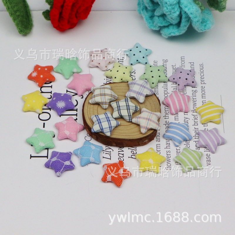 五角星包布扣饰品配件布艺布艺手工儿童发饰diy布艺纽扣服装配饰
