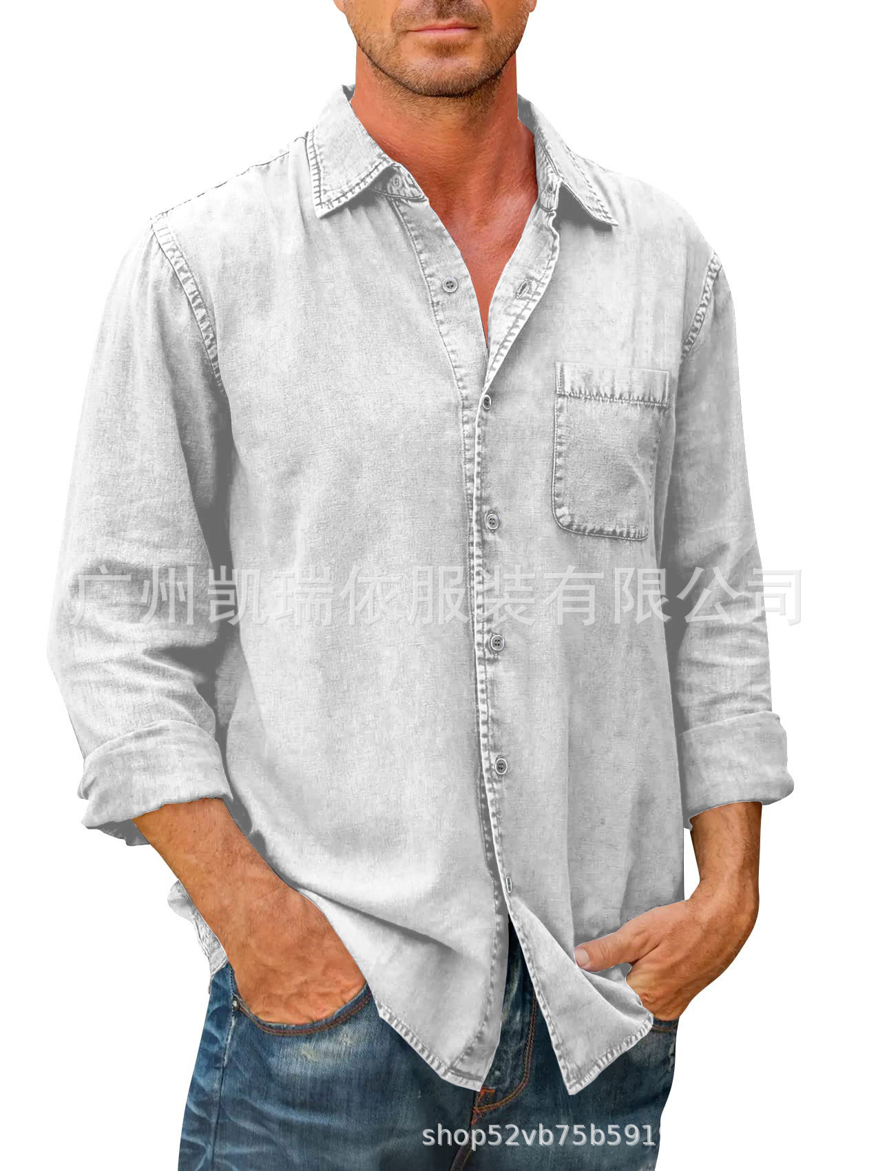 2023 estación independiente de comercio exterior casual color sólido camisa de manga larga camisa de solapa delgada moda de los hombres en stock