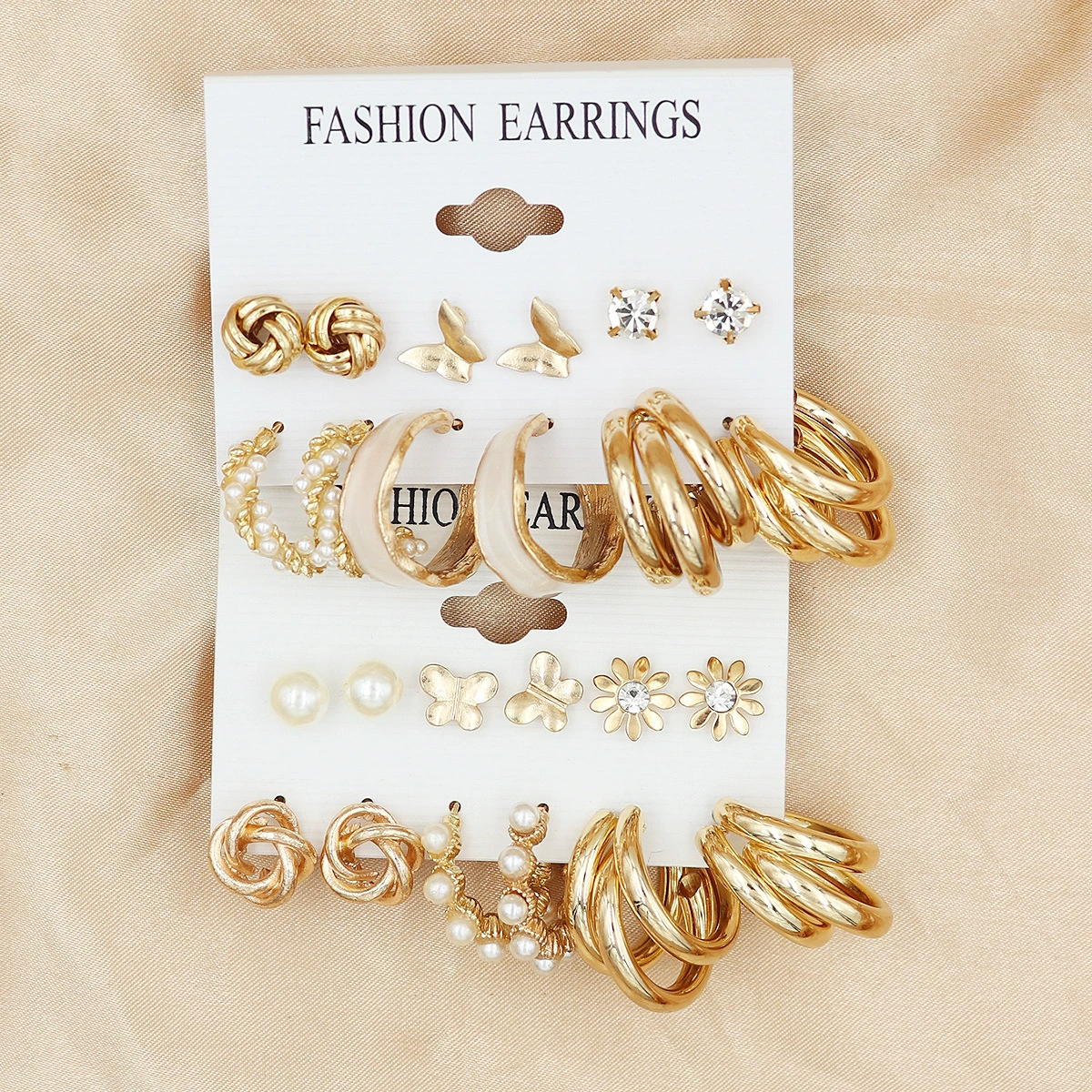 Metal Earrings Set, Retro Creative Design with Pigtail Hooks, Simple Elegant, Assorted Colors