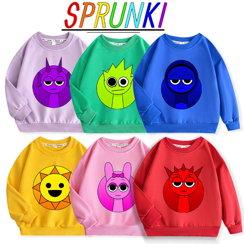 Sprunki 盒子衣服女童卫衣春新款中大男童秋冬款加绒儿童上衣