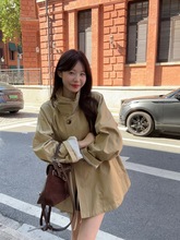 法式气质立领短款风衣外套春秋2025新款设计感拉链长袖纯色上衣女